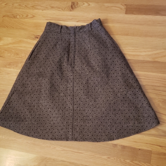 Modcloth Wool Skirt Brown Dot knee length - Picture 4 of 6